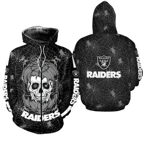 Nfl Las Vegas Raiders Halloween Skull Black Zip Up Hoodie