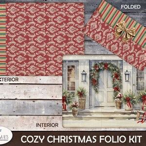 Cozy Christmas Folio Kit Shabby Festive Tri Fold Folio Loaded Folder