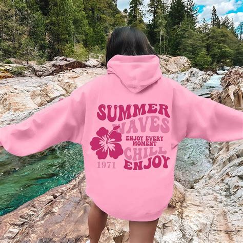 Choii Pink Palm Puff Hoodie Pink Graphic Hoodie For Women 2024 Cute Preppy Sweatshirt Long