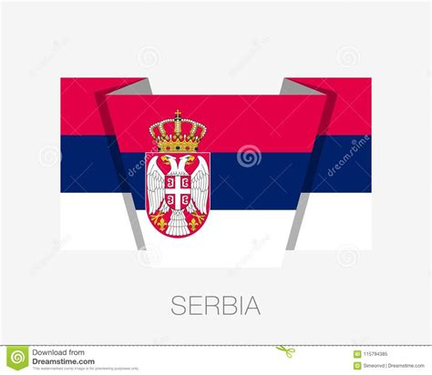 Flag of Serbia. Flat Icon Waving Flag with Country Name Stock Vector ...