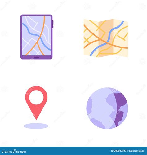 Tablet With Map Application Geotag Planet Route Concept Of