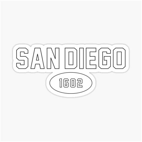 San Diego 1602 Black Outline Sticker For Sale By Pek1787 Redbubble