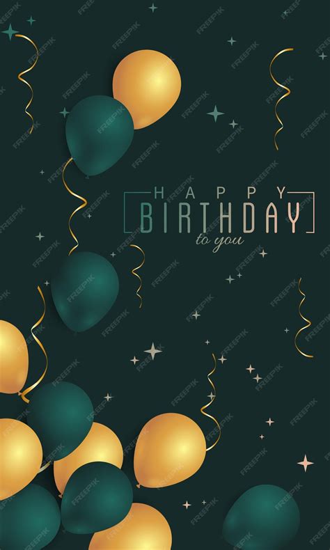 Premium Vector Happy Birthday Green Invitation Card With Balloons