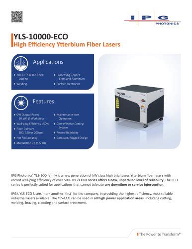 YLR LP Series 10 To 500W Single Mode Linearly Polarized Ytterbium