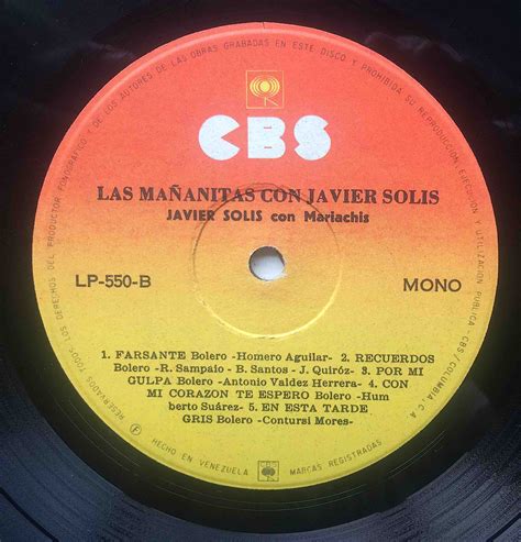 Javier Solís Lp Vinyl Las Mañanitas the Best Boleros Mariachis