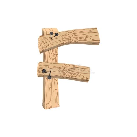 Letter F Wood Board Font Plank And Nails Alphabet Lettering Of Stock