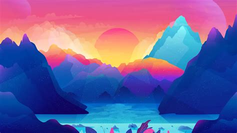 Art, Природа, Красиво, Арт, Горы, Цвета, Графика (2560x1600) - обои для ...
