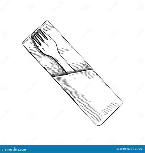 Wooden Fork Sketch. Food Delivery Cutlery Stock Vector - Illustration ...