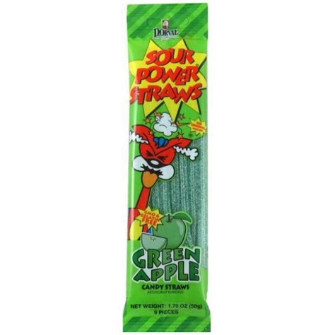 Dorval Sour Power Straws Green Apple Taras