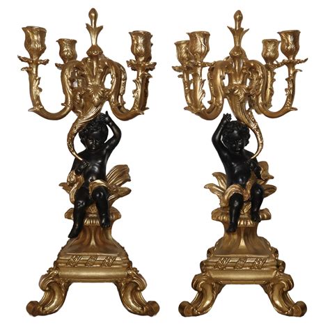 Coppia Di Candelabri In Stile Barocco A 5 Luci Art La Rosa ArsValue