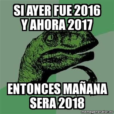 Meme Filosoraptor si ayer fue 2016 y ahora 2017 entonces maÃana sera