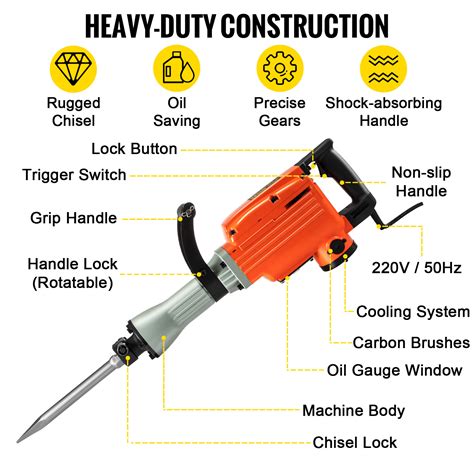Vevor 3600 W Martillo Demoledor 1800 Bpm Martillo De Delimoción 4