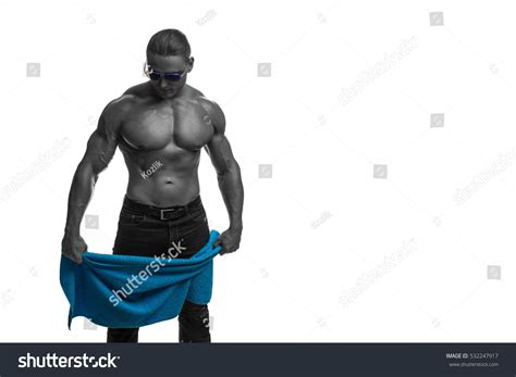 Male Bodybuilder Athlete Naked Torso Towel Stock Photo Shutterstock