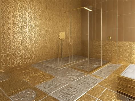 Premium AI Image | Marble Tiles with Gold Texture