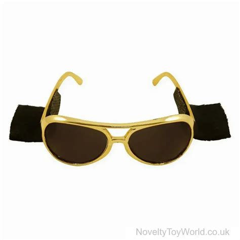 Bulk Buy Gold Frame Elvis Sideburn Adult Novelty Sunglasses