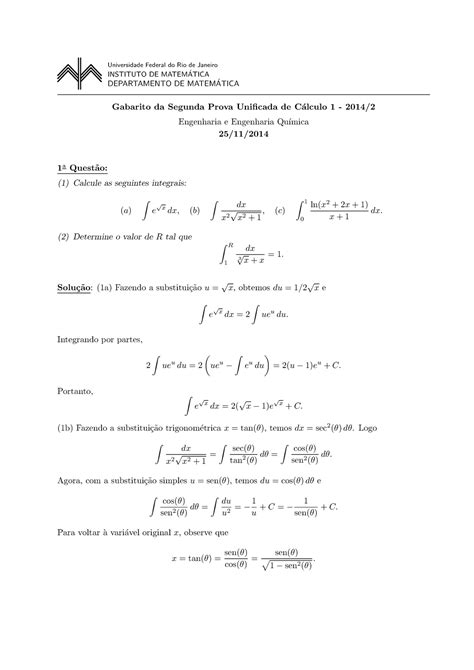 Prova 2014 questões e respostas M Universidade Federal do Rio de
