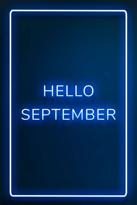 Download Free Image Of Neon Frame Hello September Border Typography By