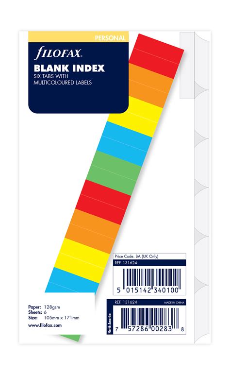 Filofax Refills Undated All Sizes And Variations For Filofax Organisers ( Personal Multi Coloured A Z Index) 5