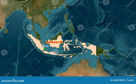 Indonesia Map and Its Capital City Jakarta on the World Background ...