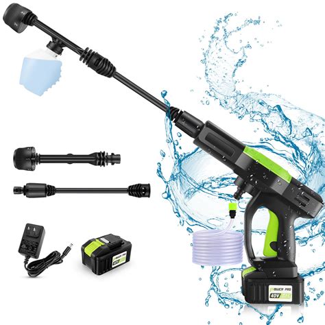 Homdox Upgraded 1300 Cordless Pressure Washer W 40v Battery 960psi Cordless Power