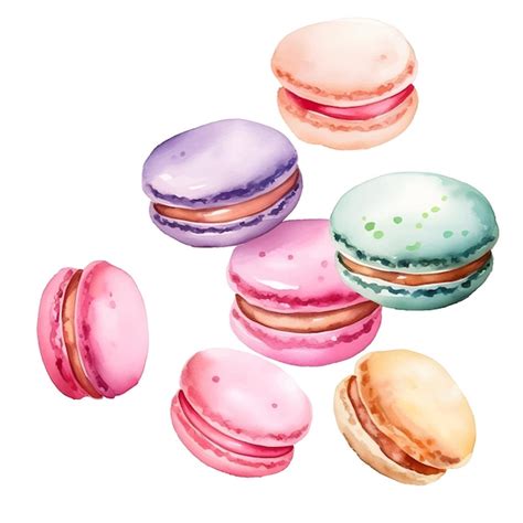 Premium Vector Watercolor Food Painting Macaron Clip Art