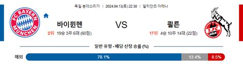 ⭐️주요경기⭐️4월13일 분데스리가 바이에른뮌헨 쾰른 해외축구분석 무료중계 스포츠분석 축구픽 벳프리