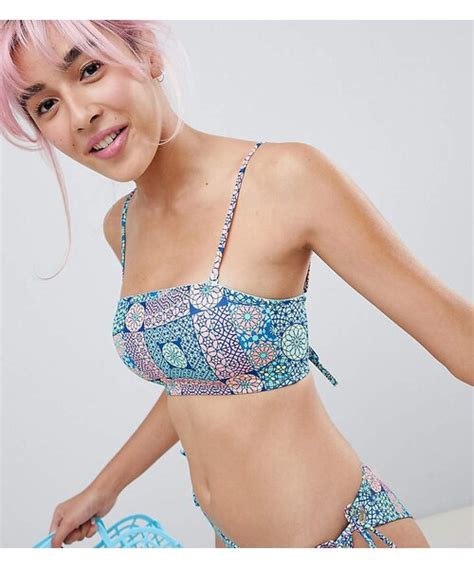 MONKIモンキのMonki mosaic bandeau bikini top in Mosaic Print水着 WEAR