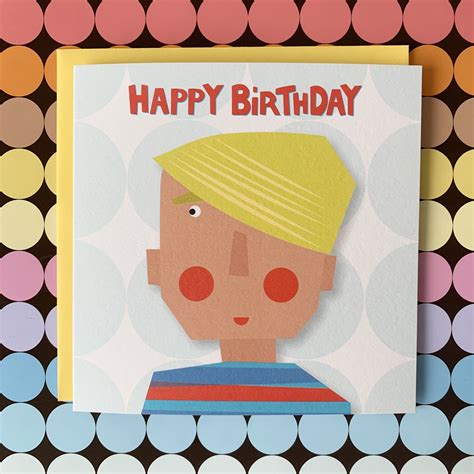 Happy Birthday Blonde Boy FWP035 Fiona Wilson Prints