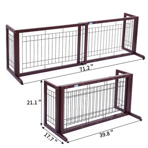 Freestanding Sliding Wood Pet Gate Width Adjusted Indoor Dog Fence