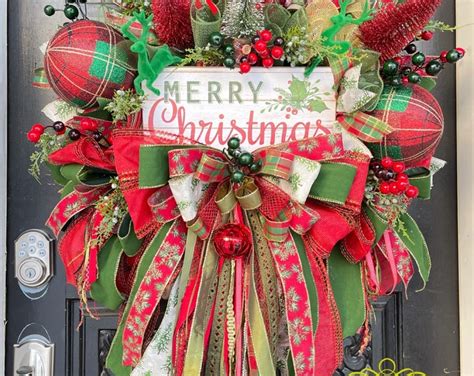 Merry Christmas Wreath, Holiday Wreath, Christmas Wreath, Front Door ...