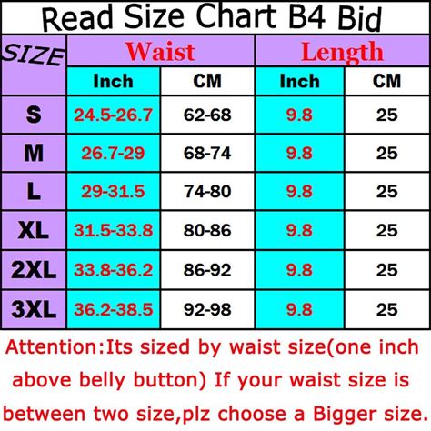 Size Chart For Waist Womans Threadcurve