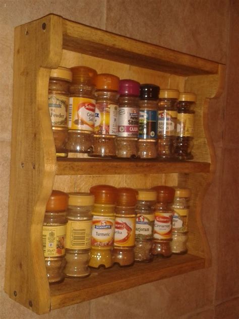 Handmade Wooden Wood Rustic Spice Rack Display Shelving Made From