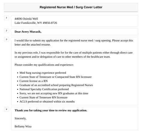 Registered Nurse Med Surg Cover Letter Velvet Jobs