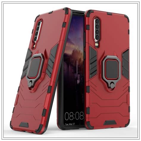 Чехол для Huawei P30 противоударный, с автодержателем и с кольцом ...