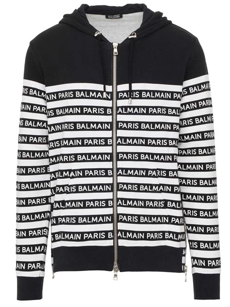 Balmain Colorblock Logo Striped Hoodie In Multicolor Modesens