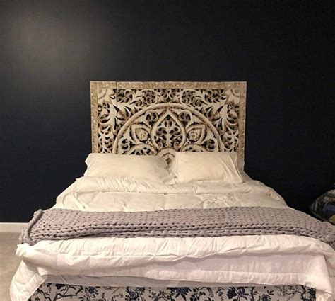 59 White Queen Bed Bohemian Headboard Mandala Sculpture - Etsy