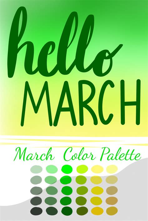 March Procreate Color Palette Green And Yellow St Patrick S Day