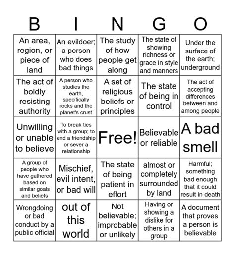 Grade 7 Enrichment Bingo Bingo Card