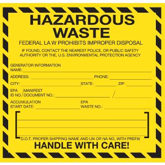 HAZARDOUS WASTE Drum Label 6 X6 Black On Yellow