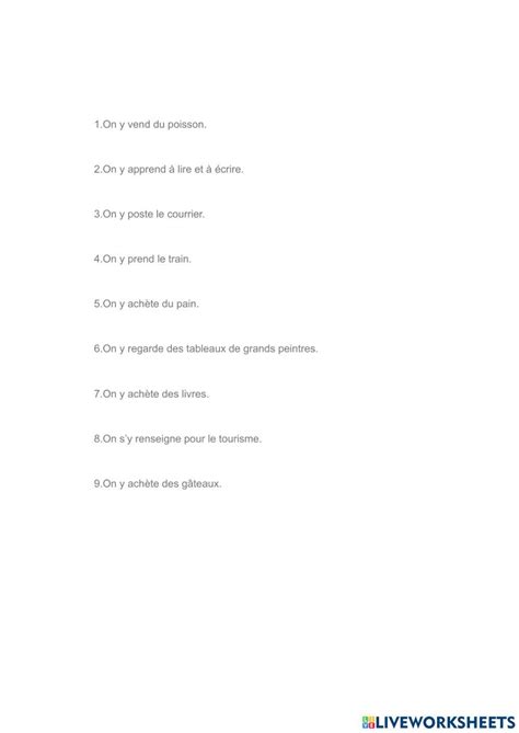 Le Lieux De Ville Worksheet Live Worksheets