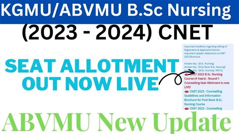 Check Seat Allotment Kgmu Bsc Nursing Counsling Counselor Abvmu