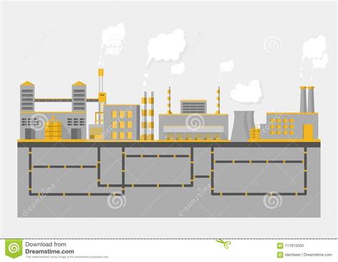 Industrielle Fabrik In Einer Flachen Art Vektor Und Illustration Von MA