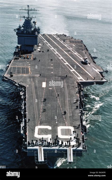 An Aerial Bow View Of The Nuclear Powered Aircraft Carrier Uss