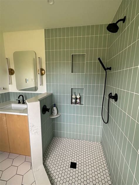 Before And After Sea Glass Tusk Bathroom Fireclay Tile