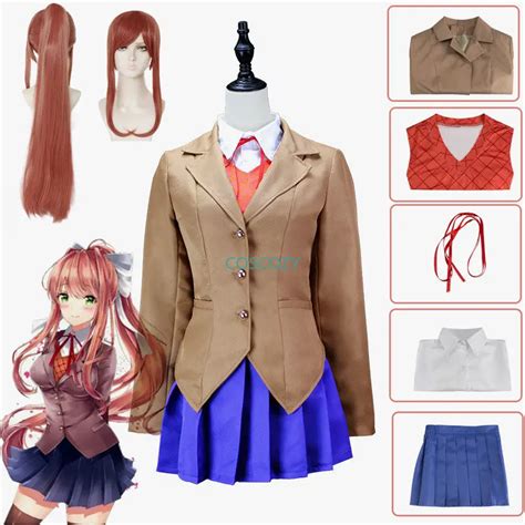 Doki Doki Literature Club Anime Cosplay Fantasia Feminina Uniforme