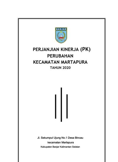 Perjanjian Kinerja Pk Perubahan Kecamatan Martapura