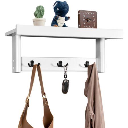 Gymax Entryway Hanging Wood Coat Rack Wall Mounted Upper Shelf w/ 3 Double Hooks White | Walmart ...