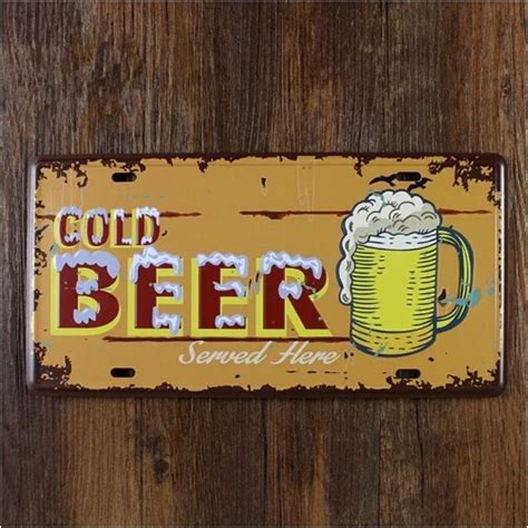 15x30CM Cold Beer Served Vintage Metal Tin Signs Beer Decor Retro Bar Art Wall Poster-in Plaques ...