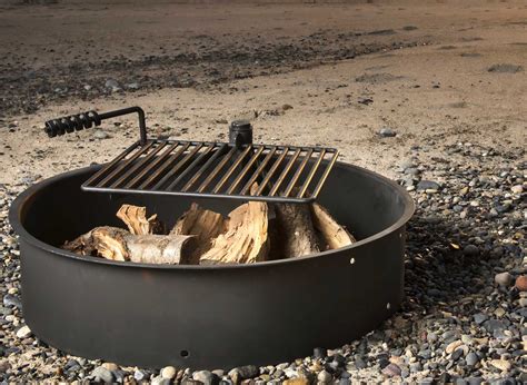 36 Steel Fire Ring With Cooking Grate Campfire Pit Park Grill BBQ