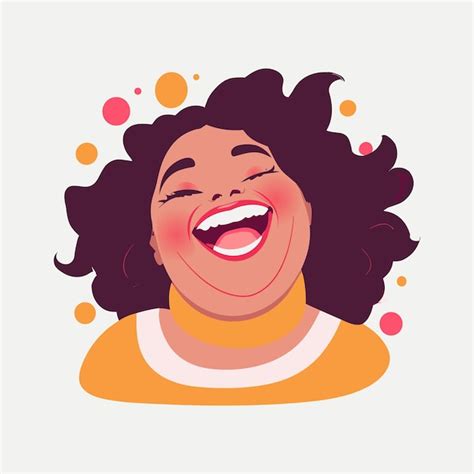 Grandes Mujeres Risas Y Alegría Sonrisa Cara Ilustración Plana Vector